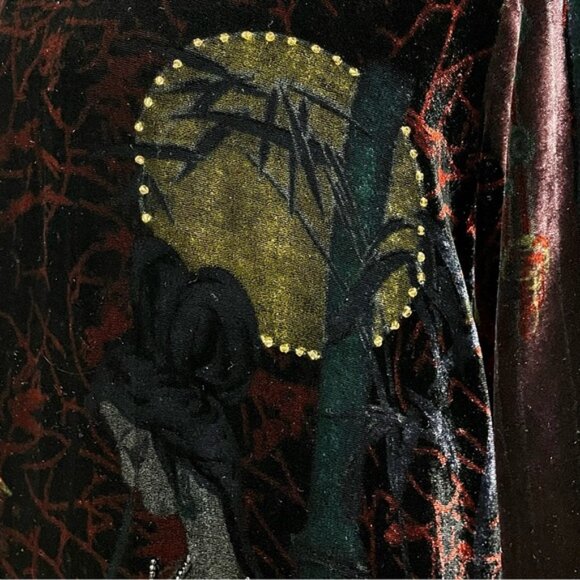 Chico's Vintage 90s Faux Fur Trim Beaded Geisha Silk Velvet Kimono Duster Size M - Picture 13 of 15